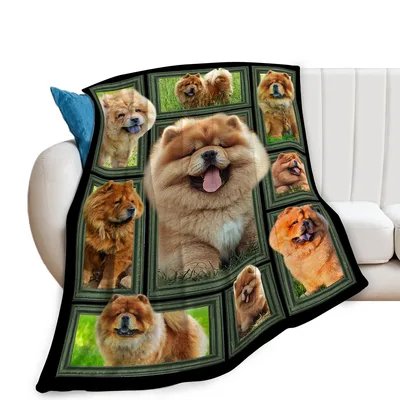Chow Chow Dog Photo Blanket: Fluffy Collage Throw for Lovers