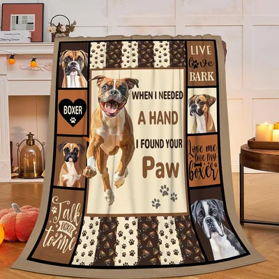 Boxer Dog Photo Collage Blanket: When I Needed a Hand I Found Your Paw