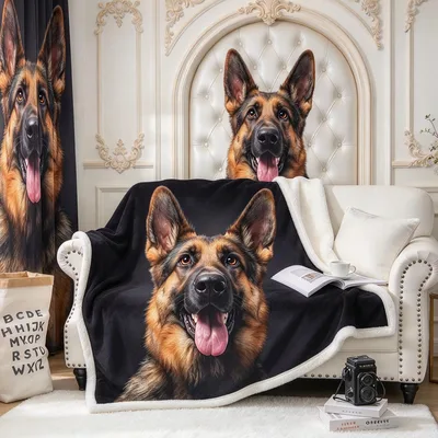 German Shepherd Dog Portrait Blanket No. 2 for Loyal Canine Companions