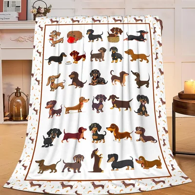 Dachshund Pattern on White Blanket: A Gallery of Weiner Dogs