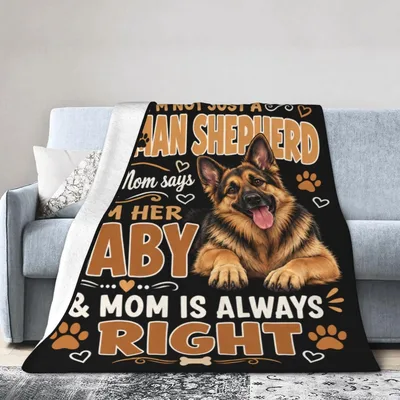 German Shepherd Mom Is Always Blanket featuring a happy pup