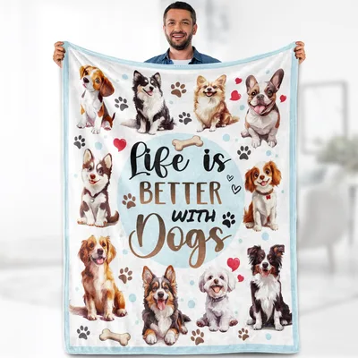 Life Is Better with Dogs Blanket