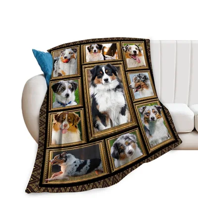 Australian Shepherd Photo Collage Blanket