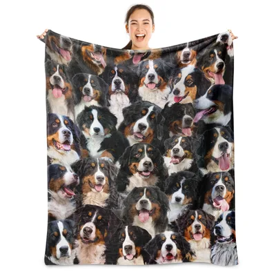 Bernese Mountain Dog Photo Collage Blanket for Lovers of the Breed