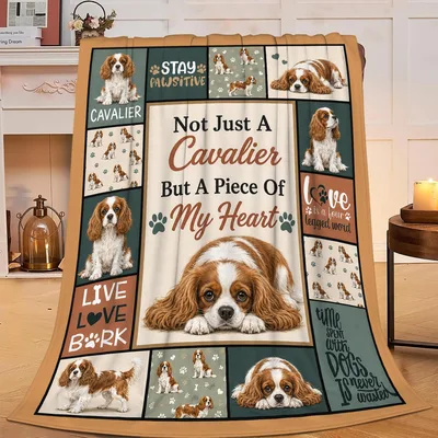 Cavalier King Charles Spaniel Blanket Featuring Collage Art