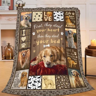 Golden Retriever Heart Collage Blanket for Dog Lovers
