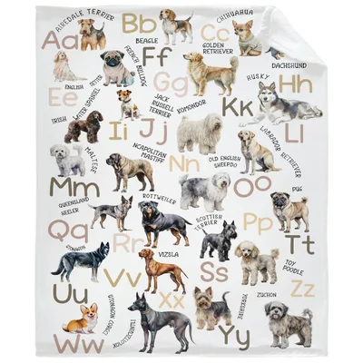 Dog Breeds Alphabet Chart Blanket: A Canine Guide from A to Z