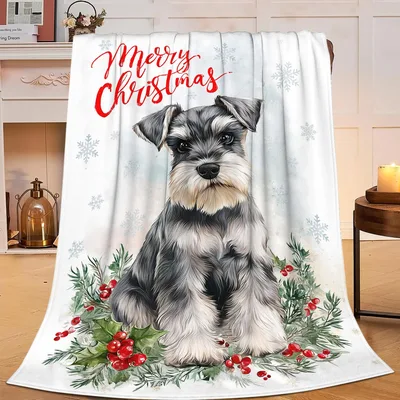 Merry Christmas Schnauzer Dog Blanket