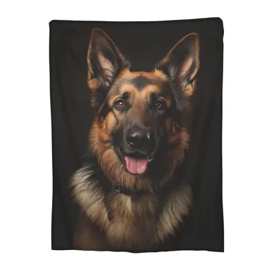 German Shepherd Dog Portrait Blanket: Realistic Canine Art for Lovers
