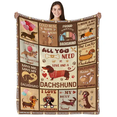 Dachshund Word Collage Design Blanket for Dog Lovers
