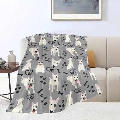 Bull Terrier Pattern with Bones Blanket for Dog Lovers