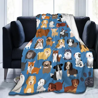 Cute Puppy Dogs Pattern Blanket features a colorful collage