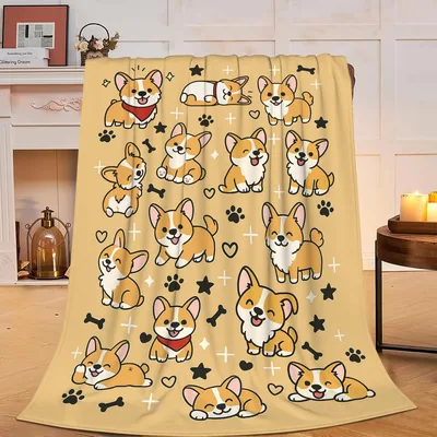 Cute Corgi Dogs Pattern Blanket: Adorable Canine Print