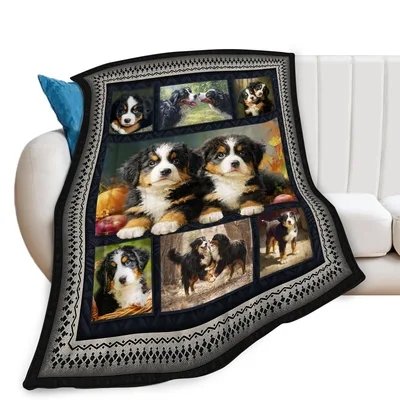 Bernese Mountain Dog Photos Blanket: A Collage of Puppies and Pairs