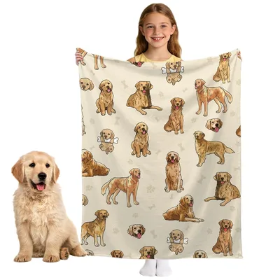 Golden Retriever Pattern Blanket: A Playful Dog Design