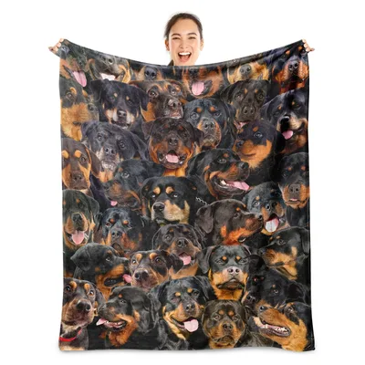 Rottweiler Dogs Pattern Blanket: A Collage of Black and Tan Faces