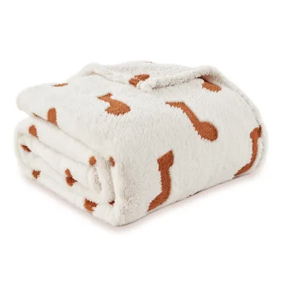 Brown Bone Pattern Blanket featuring scattered brown bone shapes