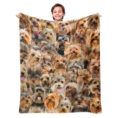 Yorkshire Terrier Faces Pattern Blanket: A Collage of Canine Smiles
