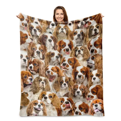 Cavalier Spaniel Faces Pattern Blanket for Dog Lovers