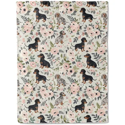 Dachshund Dogs with Pastel Blanket featuring black