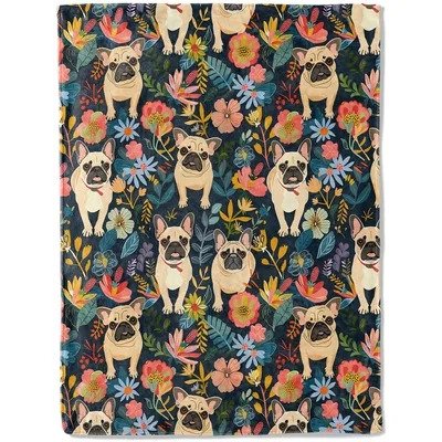 Pugs and Flowers Floral Blanket: A Vibrant Pattern for Dog Lovers