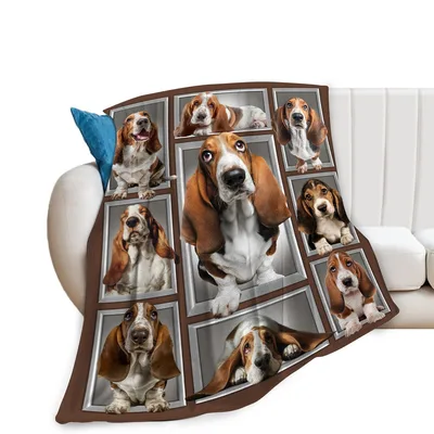 Basset Hound Photo Collage Blanket No. 2: A Gallery of Long-Eared Dogs