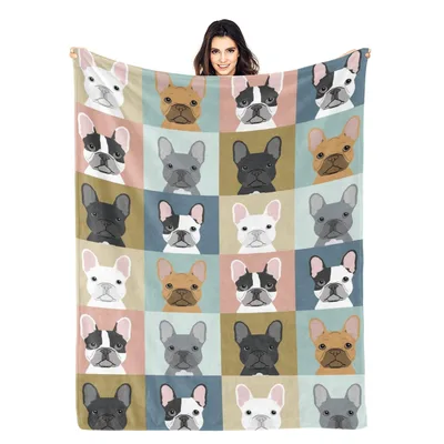 French Bulldog Faces Pattern Blanket No. 2