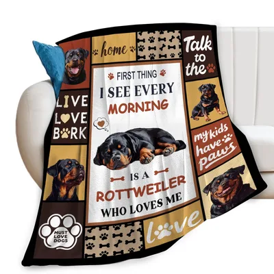 Rottweiler Who Loves Blanket: Morning Greeting Design for Dog Owners