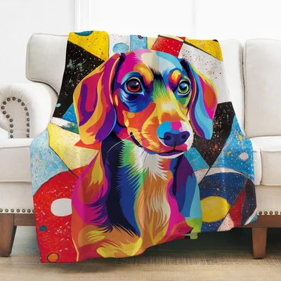 Colorful Pop Art Dachshund Blanket for Vibrant Dog Lovers