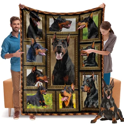 Dobermans in Gold Frames Blanket: A Gallery of Loyal Dogs