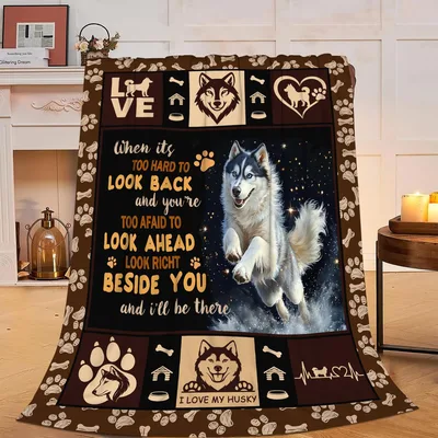 Husky Beside You Paw Blanket - Look Right Beside You Design