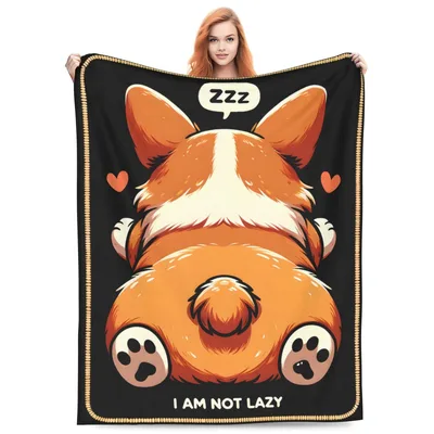 Lazy Corgi Blanket: I Am Not Lazy Design for Napping Lovers
