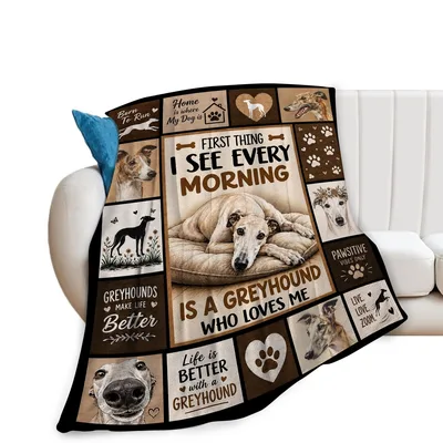 Greyhound Dogs Photo Collage Blanket: First Thing I See Every Morning