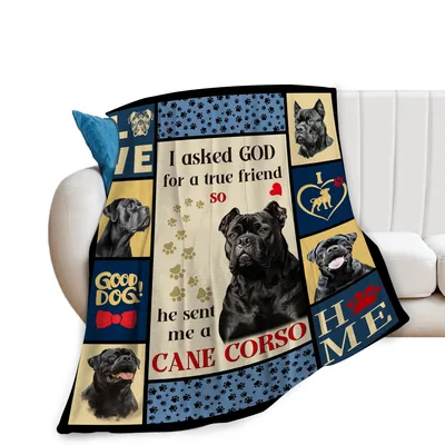 Cane Corso Dog Quote Collage Blanket: True Friend Gift Design
