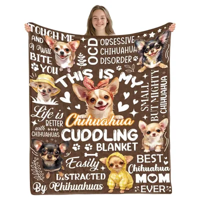 Chihuahua Mom Quote Collage Blanket for OCD Sufferers