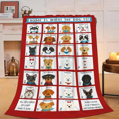 Dog Breeds Alphabet Grid Blanket