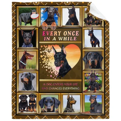 Dobermans Every Once Blanket: A Doberman Collage Design