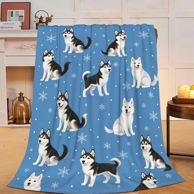 Huskies in Snow Pattern Blanket: Cozy Fleece for Dog Lovers