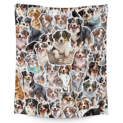 Australian Shepherds Pattern Collage Blanket