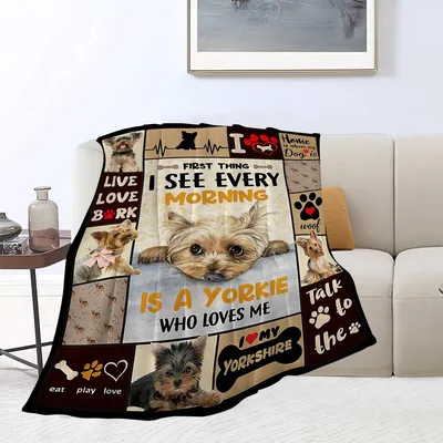 First Thing I See Every Blanket Yorkie Love Collage Design