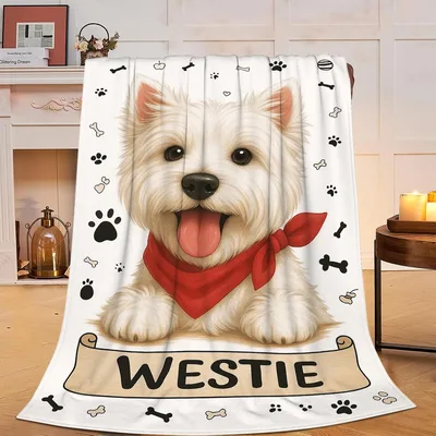 Westie Dog with Red Blanket: West Highland Terrier Design