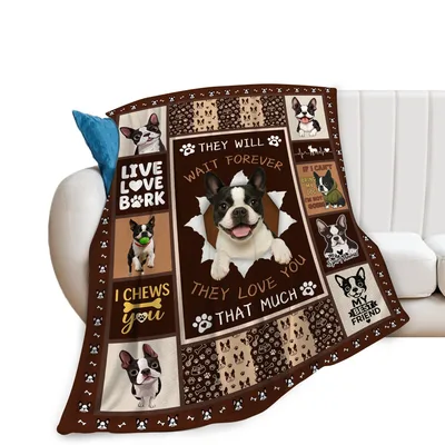 Boston Terrier Live Love Blanket: They Will Wait Forever Design