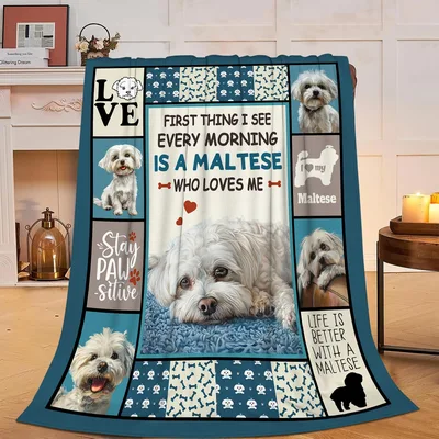 Maltese Who Loves Me Collage Blanket for Devoted Dog Owners