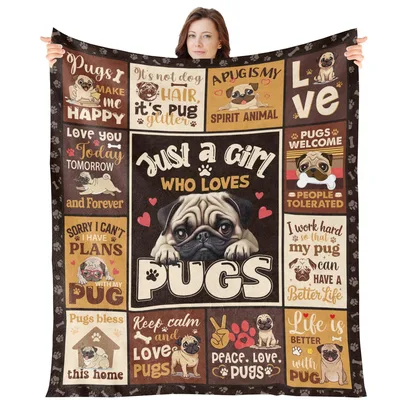 Just a Girl Who Loves Pugs Blanket: Pug Collage Design