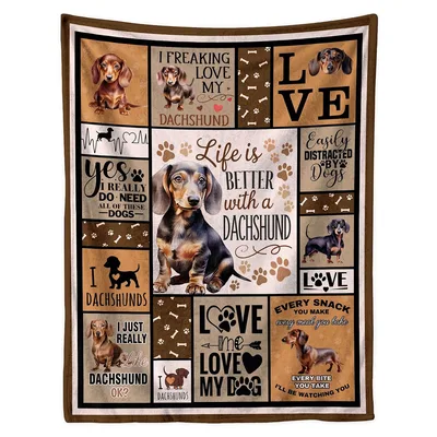 Love My Dachshund Dog Blanket: A Collage of Wiener Dog Love