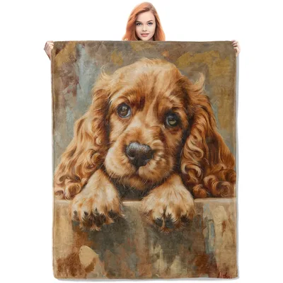 Cocker Spaniel Puppy Portrait Blanket: Artistic Dog Lovers Gift
