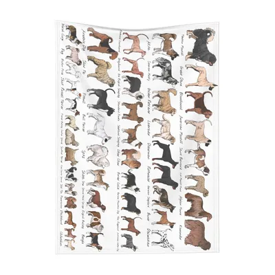 Dog Breeds Pattern Blanket Featuring Vintage Canine Illustrations