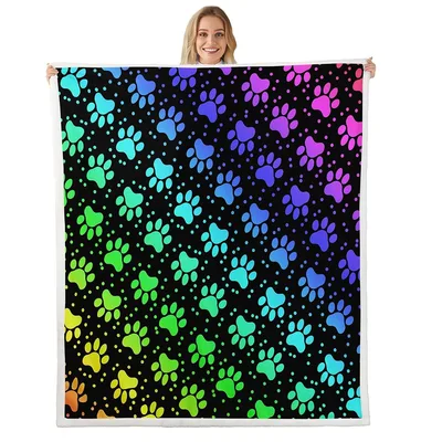 Rainbow Paw Prints Pattern Blanket No. 2