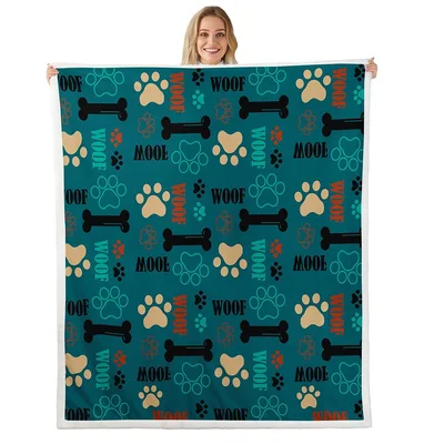 Paw Prints Bones Blanket: Woof Pattern for Dog Lovers