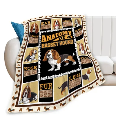 Anatomy of a Basset Blanket: Funny Dog Anatomy Poster Throw